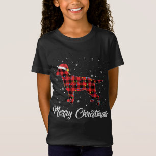 T-Shirt Noël Labrador Retriever Red Plaid Amoureux des chi