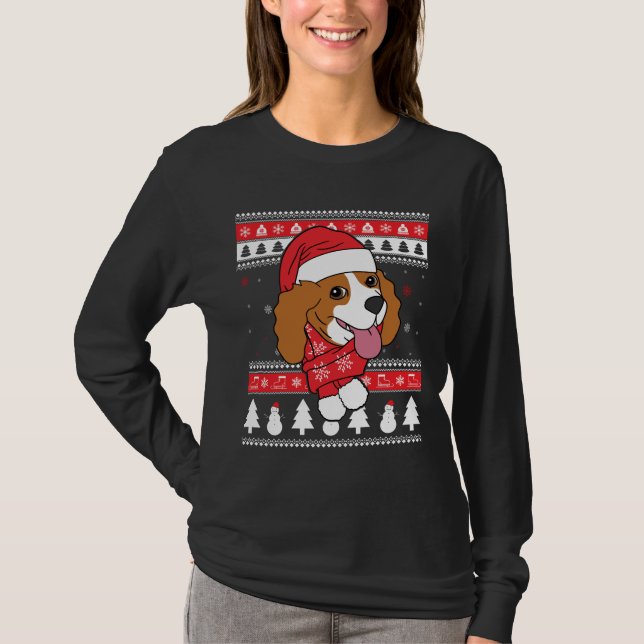 T-shirt Noël laid du roi Cavalier Charles Spaniel (Devant)