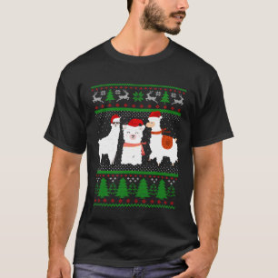 T-shirt Noël laid Llama Santa Hat Lights Noël Llama
