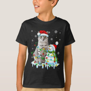 T-shirt Noël Light Snowman égyptien Mau Cat Pet Lover