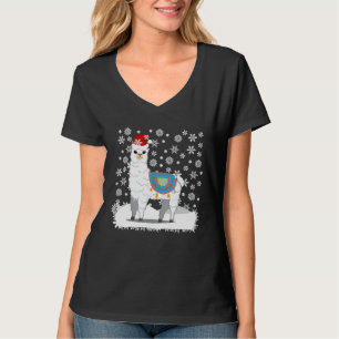 T-shirt Noël Llama Alpaca Avec Santa Hat Cute X Mas