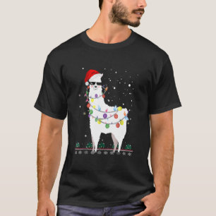 T-shirt Noël Llama Santa Hat Ugly Xmas Arbre Alpaca