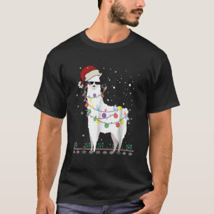 T-shirt Noël Llama Santa Hat Ugly Xmas Arbre Alpaca