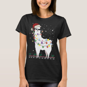 T-shirt Noël Llama Santa Hat Ugly Xmas Arbre Alpaca Gi