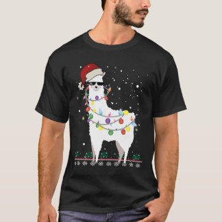 T-shirt Noël Llama Santa Hat Ugly Xmas Arbre Alpaca Gi