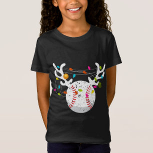 T-Shirt Noël Lumières Bal de Baseball Funny Noël