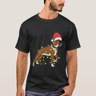 T-shirt Noël Lumières Boxer Amoureux des chiens Funny Cade