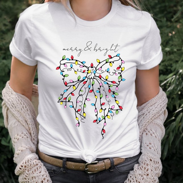 T-shirt Noël Lumières Coquette Bow (Créateur téléchargé)