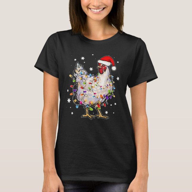 T-shirt Noël Lumières Poulet Père Noël (Devant)