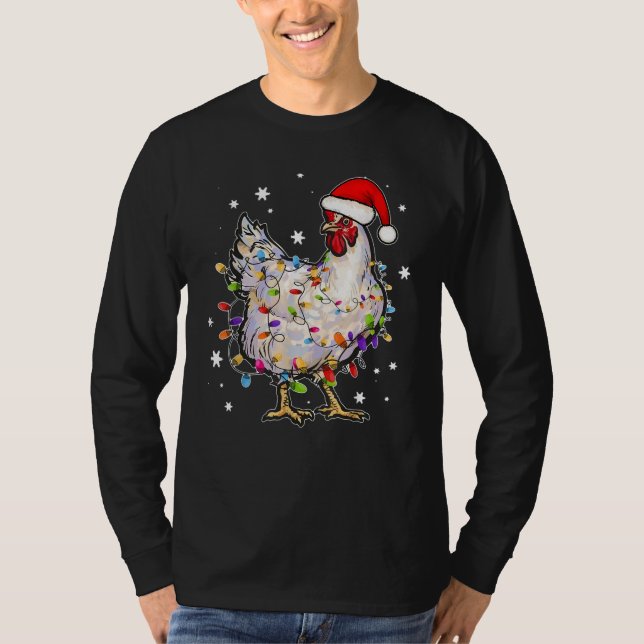 T-shirt Noël Lumières Poulet Père Noël (Devant)
