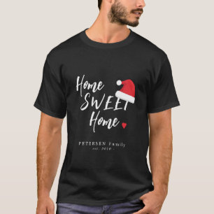 T-shirt Noël maison douce maison chapeau de Père Noël nom