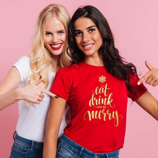 T-shirt Noël Mangez Boire et être Joyeux Red Femmes (Créateur téléchargé)