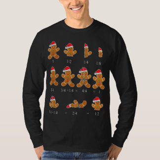 T-shirt Noël Math Teacher Fraction Gingerbread Cookie