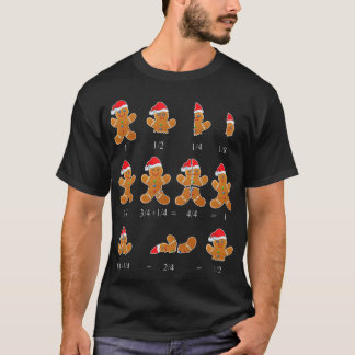 T-shirt Noël Math Teacher Fraction Gingerbread Cookie