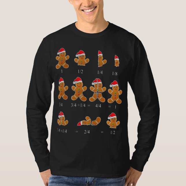 T-shirt Noël Math Teacher Fraction Gingerbread Cookie (Devant)