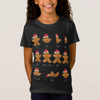 T-Shirt Noël Math Teacher Fraction Gingerbread Cookie
