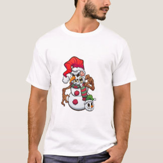 T-shirt noël méchant bonhomme de neige avec une petite têt