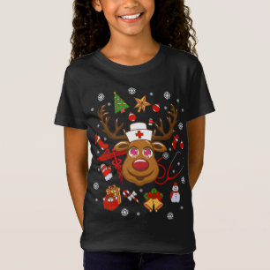 T-Shirt Noël Médicale Équipage Infirmière Reindeer Noël
