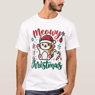 T-shirt Noël Meowy - Festive Festive Fête de Chat Holiday
