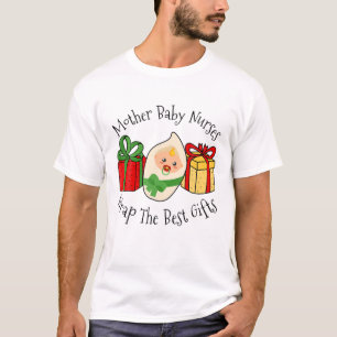 T-shirt Noël Mère Bébé Infirmières Envelopper Les Meilleur