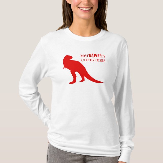 T-shirt Noël merRAWRry de T-Rex (Devant)