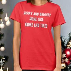 T-shirt Noël Merry Bright drôle typographie monogramme