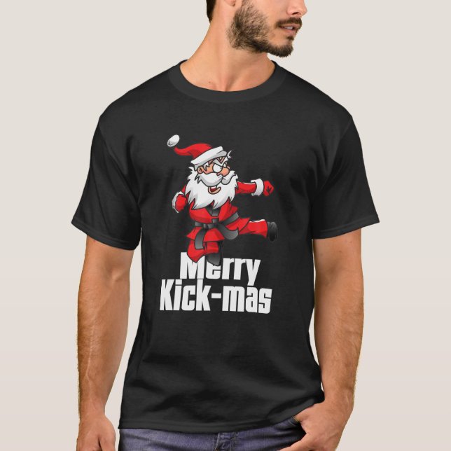 T-shirt Noël Merry Kick Mas Santa Claus Karate (Devant)
