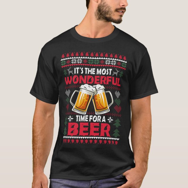 T-shirt Noël Merveilleux Pour Une Bière Vilain Noël (Devant)