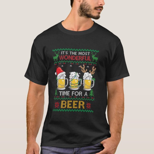 T-shirt Noël Merveilleux temps pour une bière moche Swea d (Devant)