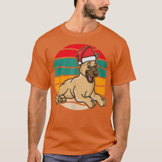 T-shirt Noël mignon berger allemand chien chiot portant S