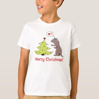 T-shirt Noël mignon de dinosaure de bande dessinée badine