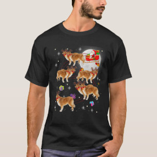 T-shirt Noël mignon Père Noël Riding Collie Xma