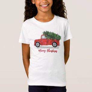 T-Shirt Noël mignon Whimsical Rustique Truck Holiday
