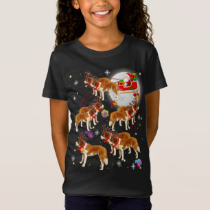 T-Shirt Noël Mignonne Père Noël équitation Saint Bernard X