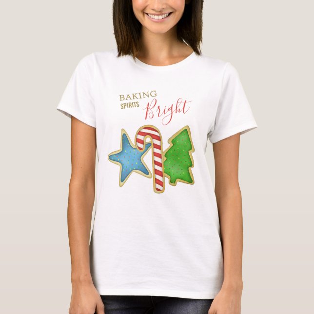 T-shirt Noël mignonne Whimsical Baking Spirits brillant (Devant)