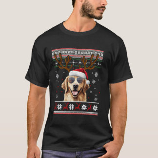 T-shirt Noël Moche Famille Équipée Retriever D'or