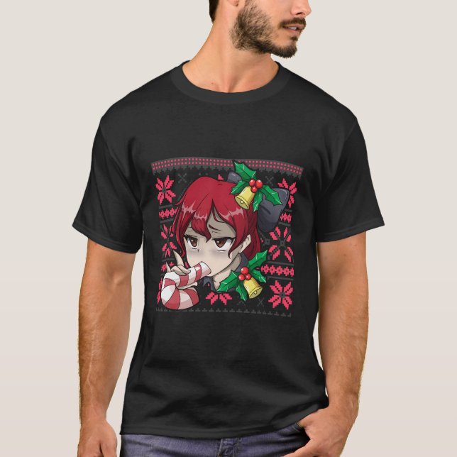 T-shirt Noël moche Otaku Ahegao Ecchi Etchi Lewd Henta (Devant)