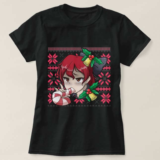 T-shirt Noël moche Otaku Ahegao Ecchi Etchi Lewd Henta (Design devant)