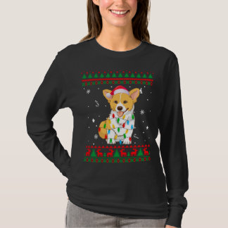 T-shirt Noël moche Sweater lumières Noël Corgi Amoureux de