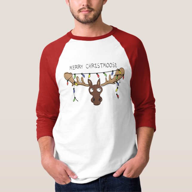 T-shirt Noël Moose Cute Amusant Animal de Noël (Devant)
