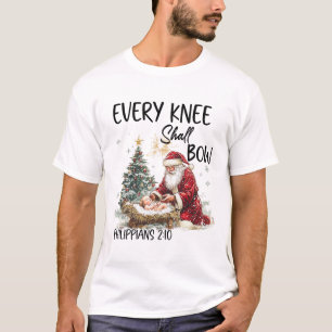 T-shirt Noël Nativité Chrétien Hommes Chaque Genou Se Plie