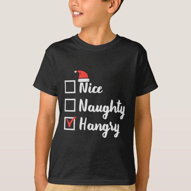 T-shirt Noël Nice Naughty Hangry Xmas Hungry Dad Men (Devant)