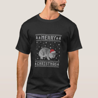 T-shirt Noël Noël Noël Chapeau Wombat Design drôle Vilain 