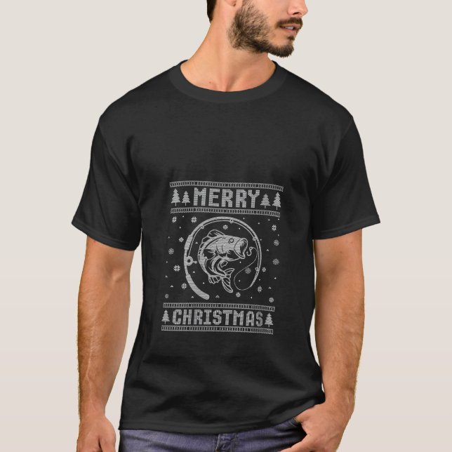 T-shirt Noël Noël Noël Noël Chapeau Conception de pêche Dr (Devant)