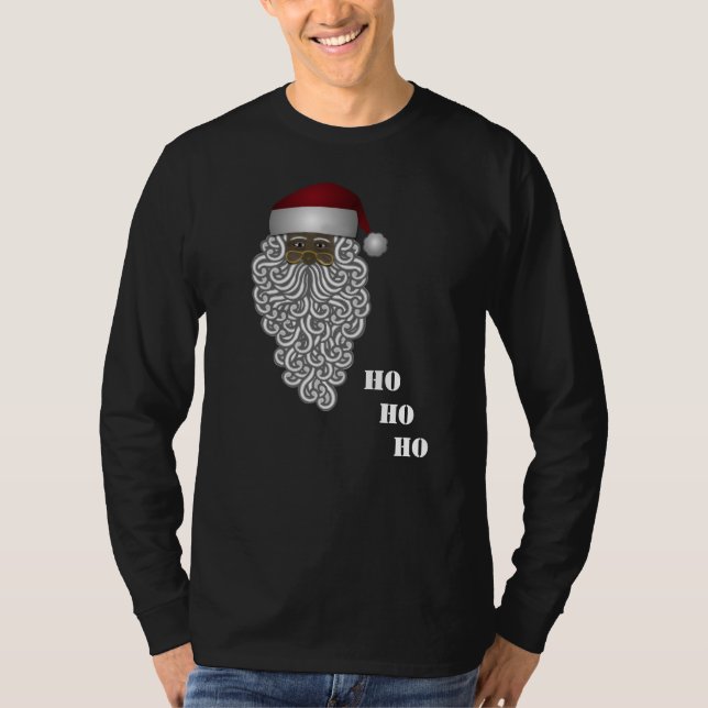 T-shirt Noël noir de Père Noël Ho Ho Ho (Devant)