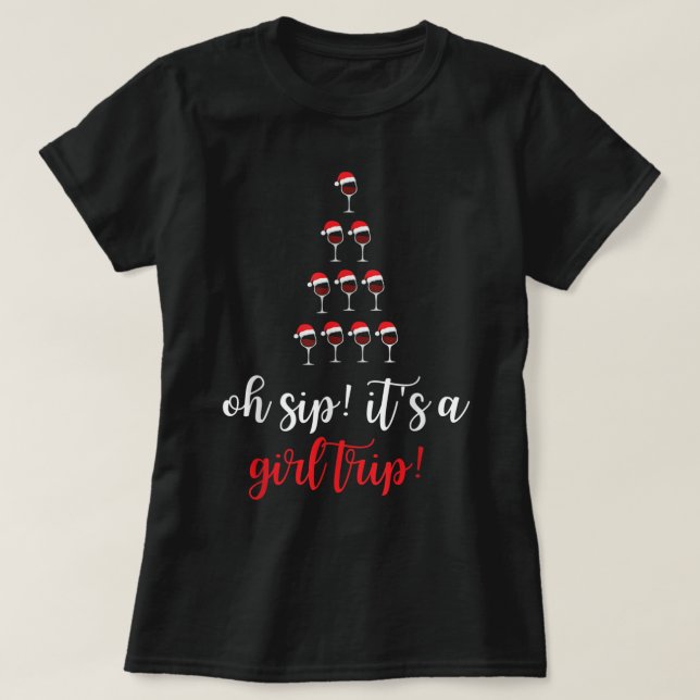 T-shirt Noël Oh Sip C'Est Une Fille Voyage Vacances Fun W (Design devant)