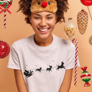T-shirt Noël Ombre père Noël Et Chihuahua