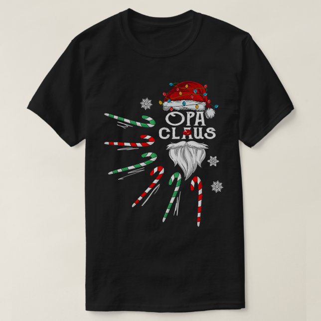 T-shirt Noël Opa Claus Opa Beard Candy (Design devant)