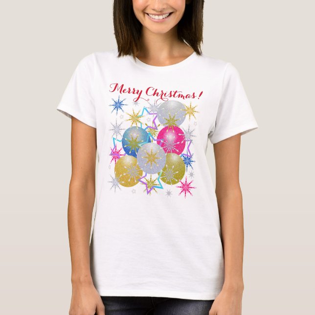 T-shirt Noël Ornements Snowflakes Fête (Devant)