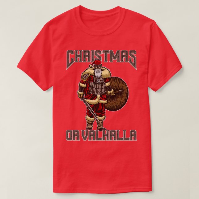 T-shirt Noël Ou Valhalla Viking Christmas Yule (Design devant)